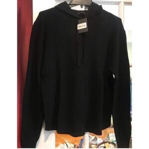 Steward of Scotland NWT Black Waffle Hooded Sweater Medium